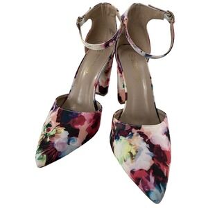 Dream Pairs Coco Floral Ankle Strap Block Heel Pointed Toe Pumps Womens Size 8